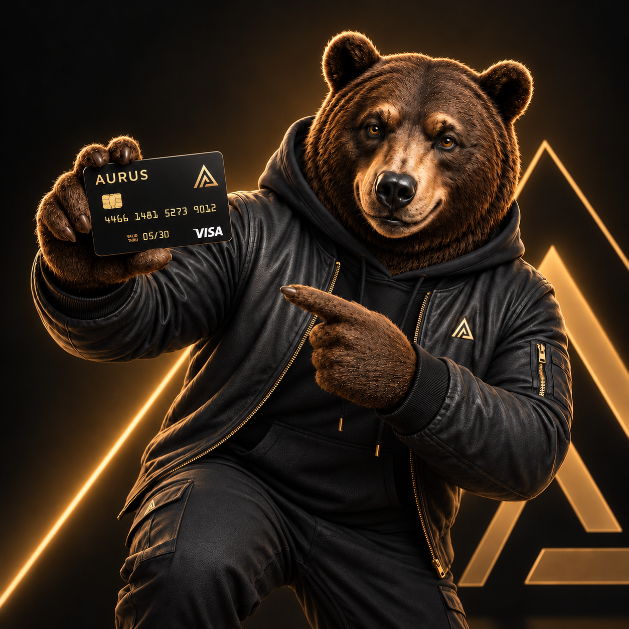 Фирменный медведь Aurus Pay с картой Visa